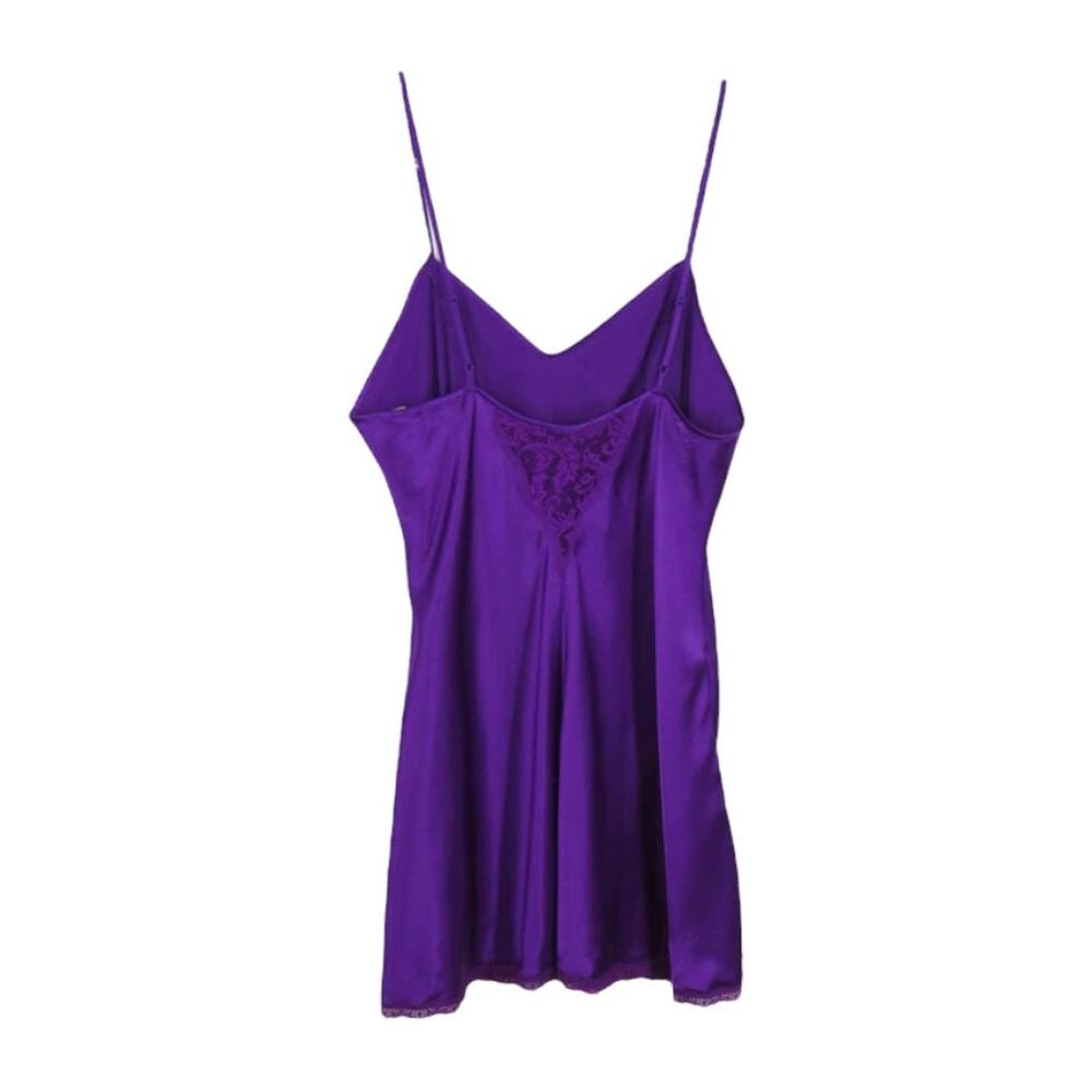 Vintage Victoria's Secret Gold Label Purple Lace Satin Slip Lingerie Large Sexy - Picture 3 of 5